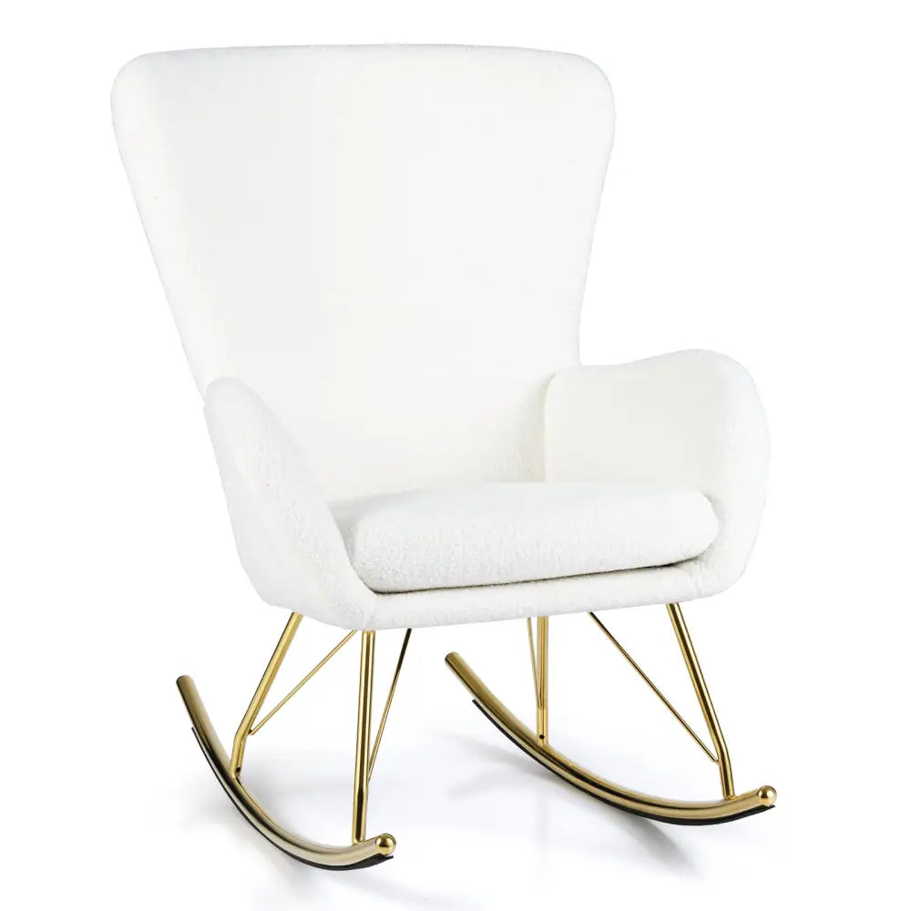 Nursery Rocking Chair with Curved Backrest and Armrests-White - White - Accent Chairs