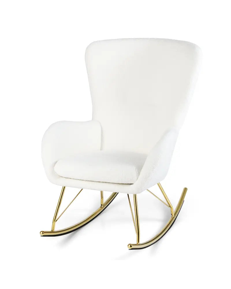 Nursery Rocking Chair with Curved Backrest and Armrests-White - White - Accent Chairs