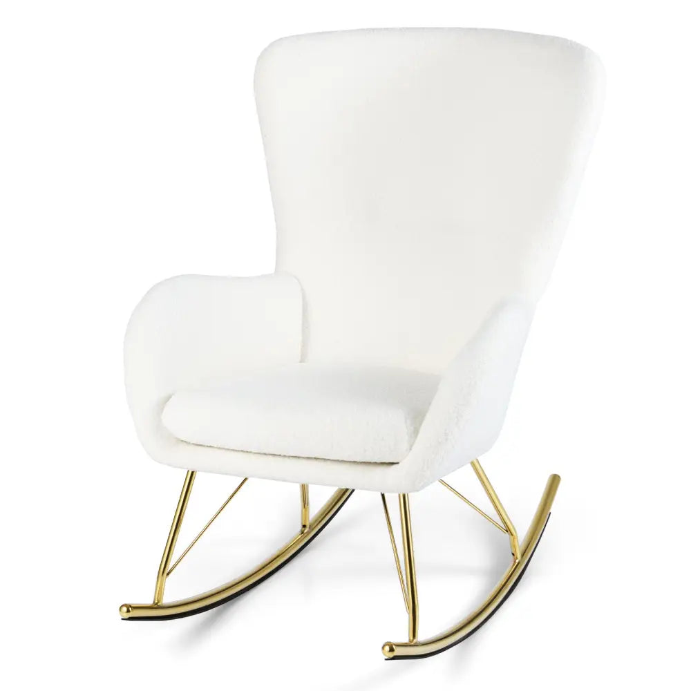 Nursery Rocking Chair with Curved Backrest and Armrests-White - White - Accent Chairs