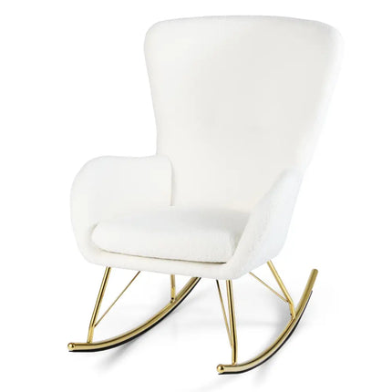 Nursery Rocking Chair with Curved Backrest and Armrests-White - White - Accent Chairs