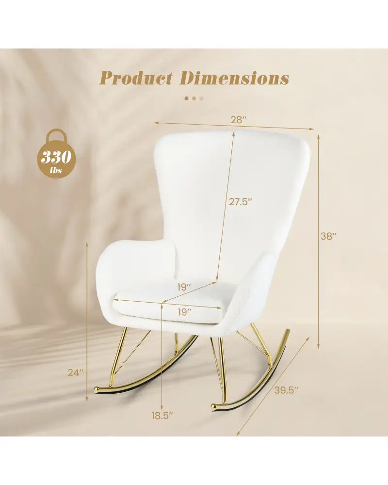 Nursery Rocking Chair with Curved Backrest and Armrests-White - White - Accent Chairs