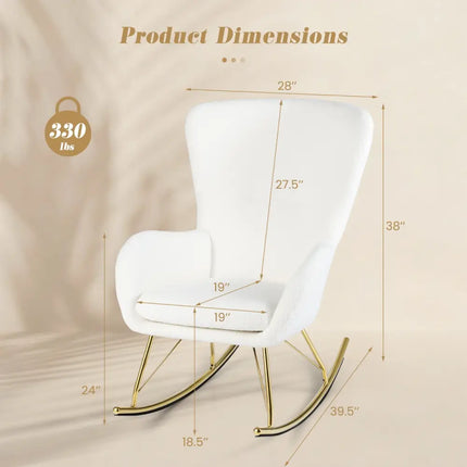 Nursery Rocking Chair with Curved Backrest and Armrests-White - White - Accent Chairs