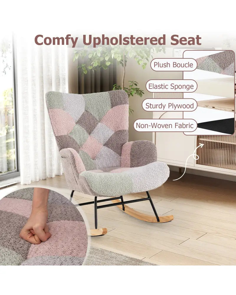 Nursery Rocking Chair with Ergonomic Armrests and High Backrest for Living Room - Accent Chairs