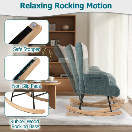 Nursery Rocking Chair with Ergonomic Armrests and High Backrest - Accent Chairs