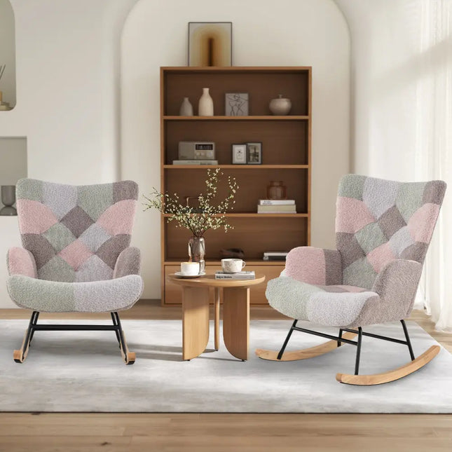 Nursery Rocking Chair with Ergonomic Armrests and High Backrest for Living Room - Accent Chairs