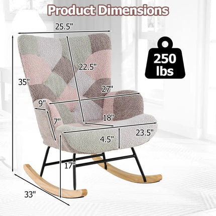 Nursery Rocking Chair with Ergonomic Armrests and High Backrest for Living Room - Accent Chairs