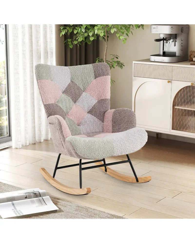 Nursery Rocking Chair with Ergonomic Armrests and High Backrest for Living Room - Accent Chairs