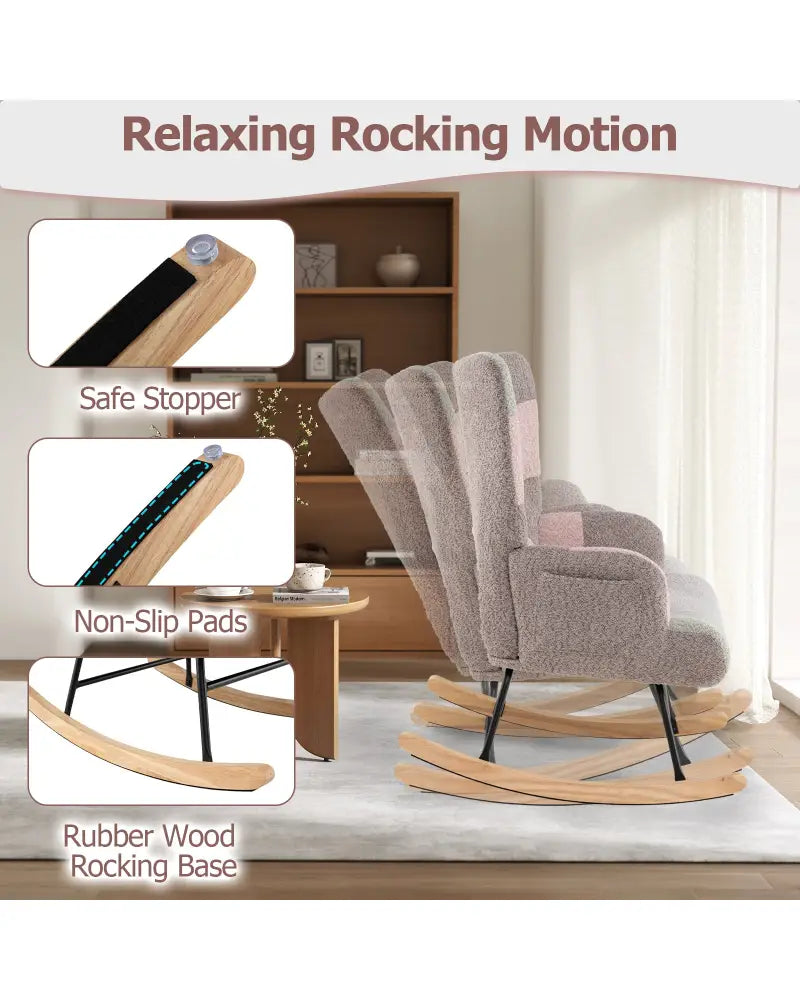 Nursery Rocking Chair with Ergonomic Armrests and High Backrest for Living Room - Accent Chairs