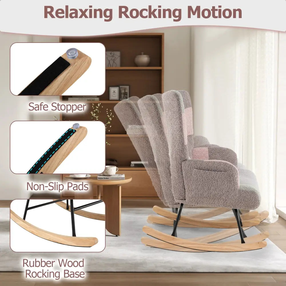 Nursery Rocking Chair with Ergonomic Armrests and High Backrest for Living Room - Accent Chairs