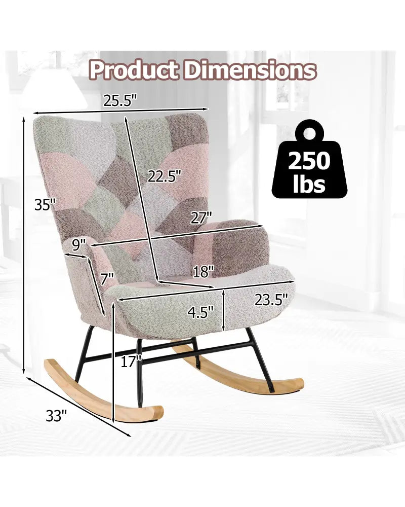 Nursery Rocking Chair with Ergonomic Armrests and High Backrest for Living Room - Accent Chairs