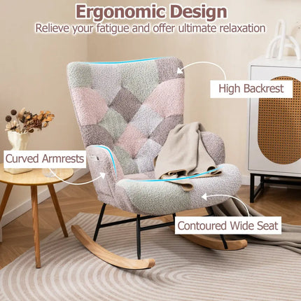 Nursery Rocking Chair with Ergonomic Armrests and High Backrest for Living Room - Accent Chairs
