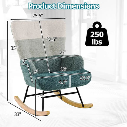 Nursery Rocking Chair with Ergonomic Armrests and High Backrest - Accent Chairs