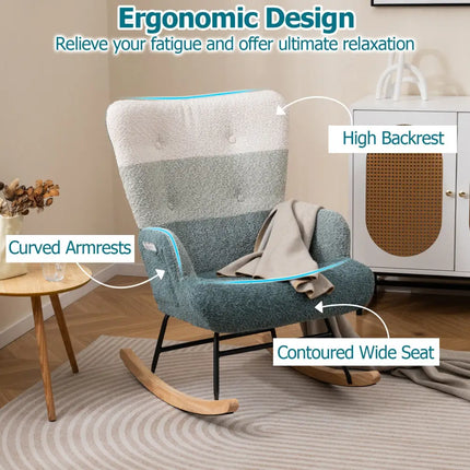 Nursery Rocking Chair with Ergonomic Armrests and High Backrest - Accent Chairs