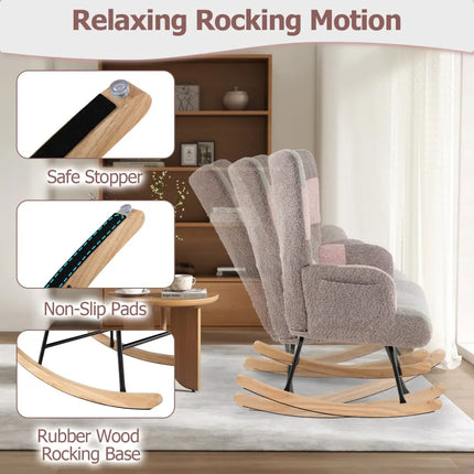 Nursery Rocking Chair with Ergonomic Armrests and High Backrest for Living Room - Accent Chairs