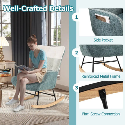 Nursery Rocking Chair with Ergonomic Armrests and High Backrest - Accent Chairs