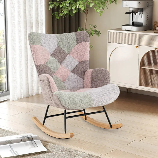 Nursery Rocking Chair with Ergonomic Armrests and High Backrest for Living Room - Accent Chairs