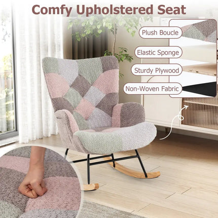 Nursery Rocking Chair with Ergonomic Armrests and High Backrest for Living Room - Accent Chairs