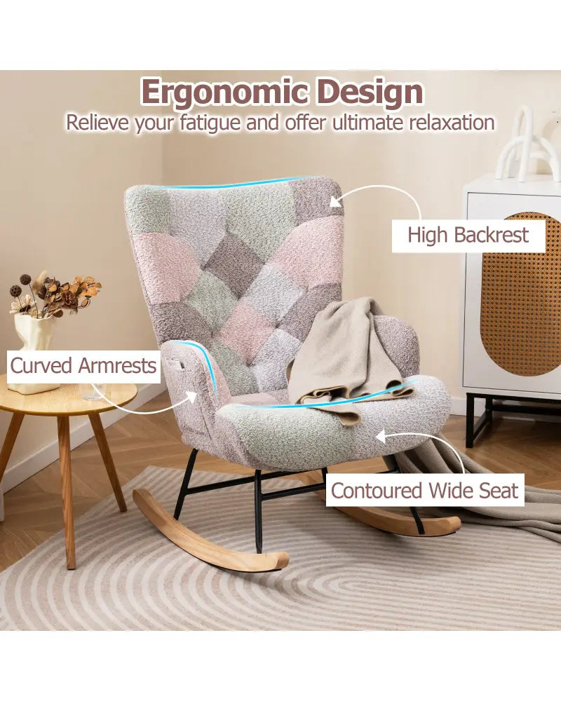 Nursery Rocking Chair with Ergonomic Armrests and High Backrest for Living Room - Accent Chairs