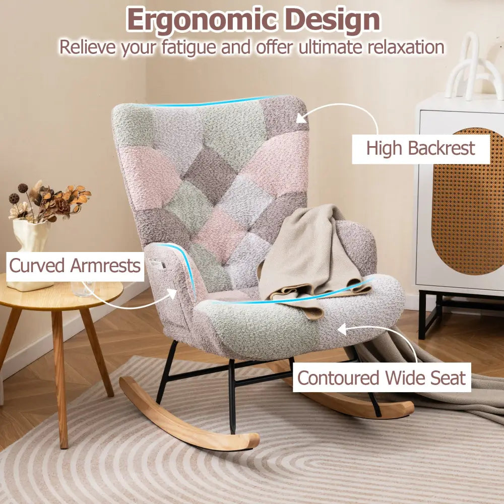 Nursery Rocking Chair with Ergonomic Armrests and High Backrest for Living Room - Accent Chairs