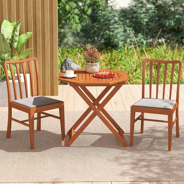Octagon Folding Patio Table with 2 Inches Umbrella Hole - Patio Coffee Tables