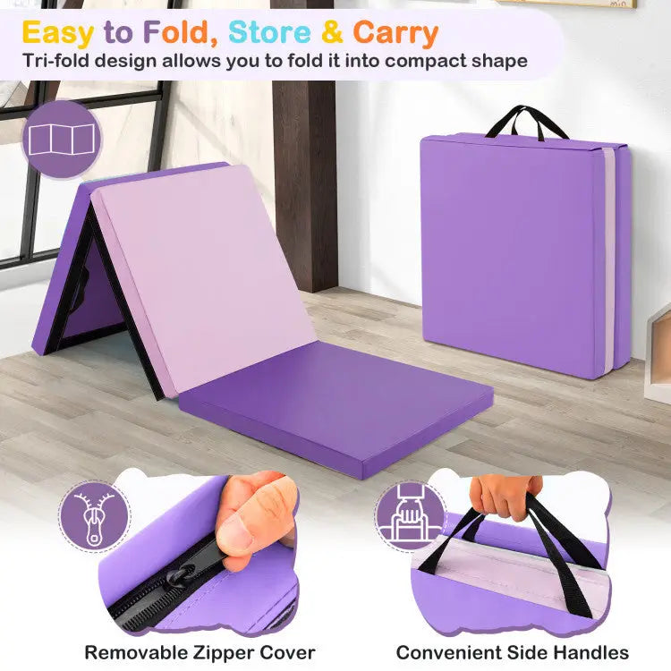 Octagon Tumbling Mat and Tri-Fold Gym Mat Set with Cover - Yoga & Gym Mats