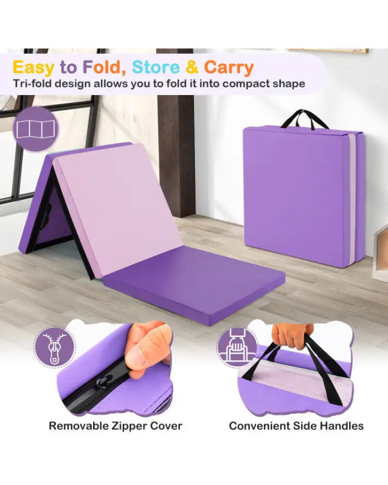 Octagon Tumbling Mat and Tri-Fold Gym Mat Set with Cover - Yoga & Gym Mats