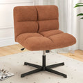 Office Armless Chair Cross Legged with Imitation Lamb Fleece and Adjustable Height-Brown - Brown - Armless Chairs