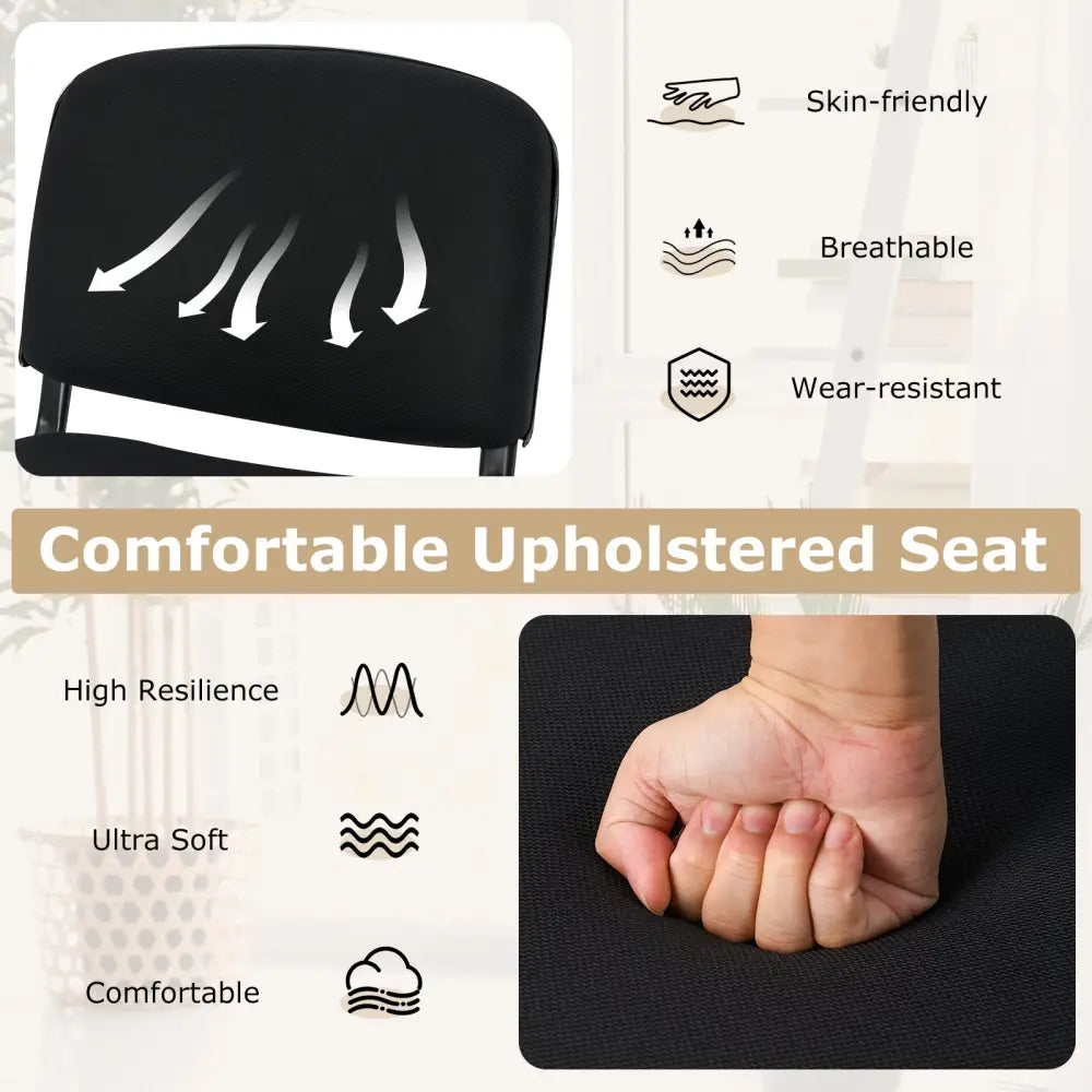 Office Chair with Metal Frame and Padded Cushions for Conference Room-Set of 5 - Black - Conference Chairs
