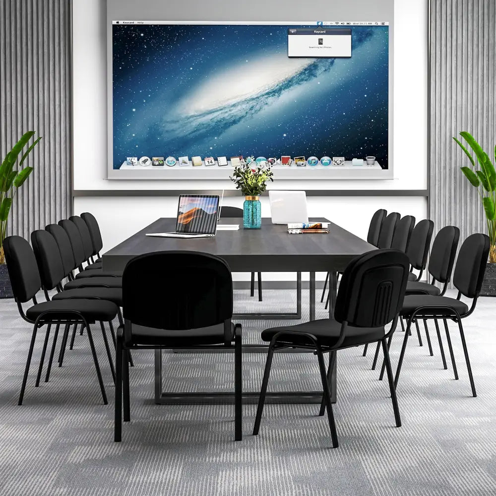Office Chair with Metal Frame and Padded Cushions for Conference Room-Set of 5 - Black - Conference Chairs
