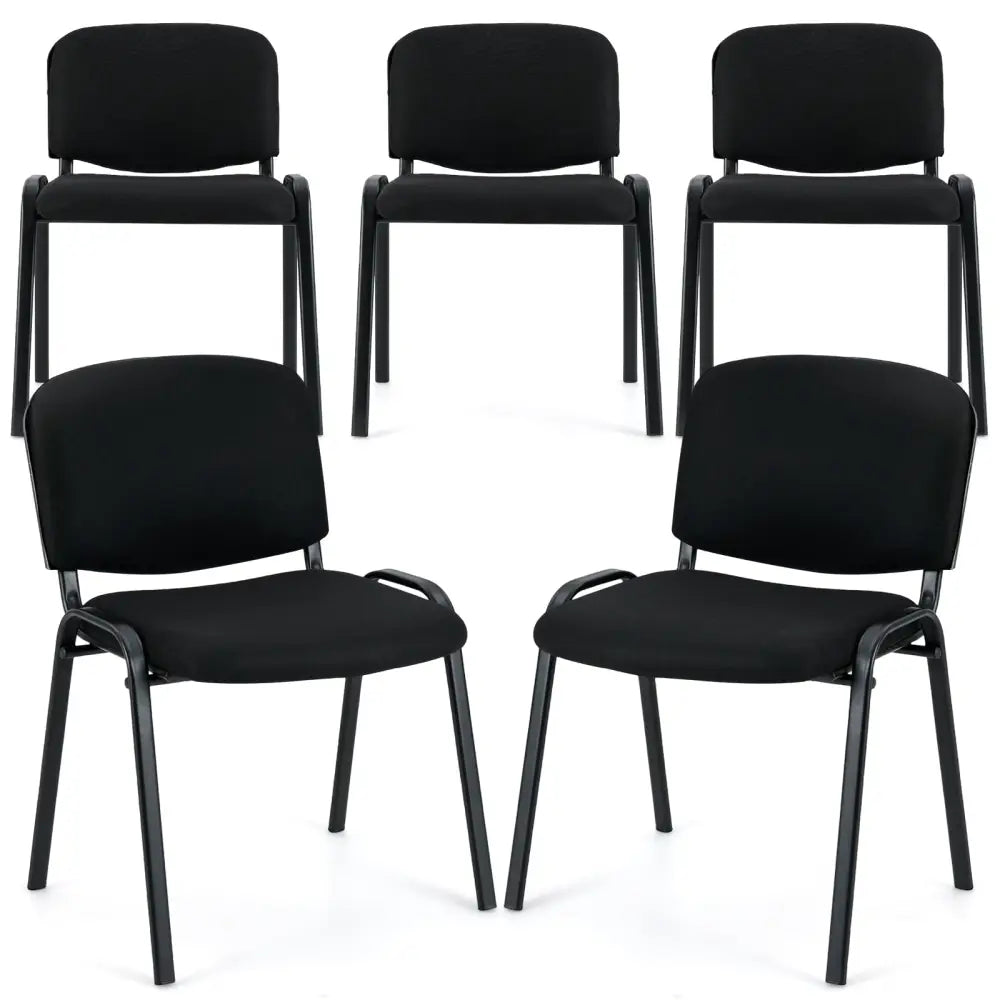 Office Chair with Metal Frame and Padded Cushions for Conference Room-Set of 5 - Black - Conference Chairs