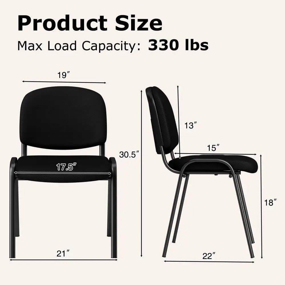 Office Chair with Metal Frame and Padded Cushions for Conference Room-Set of 5 - Black - Conference Chairs