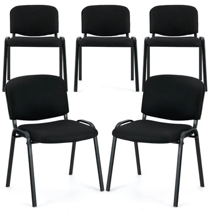 Office Chair with Metal Frame and Padded Cushions for Conference Room-Set of 5 - Black - Conference Chairs