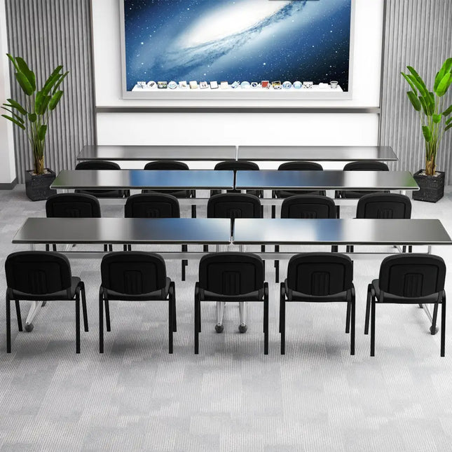 Office Chair with Metal Frame and Padded Cushions for Conference Room-Set of 5 - Black - Conference Chairs