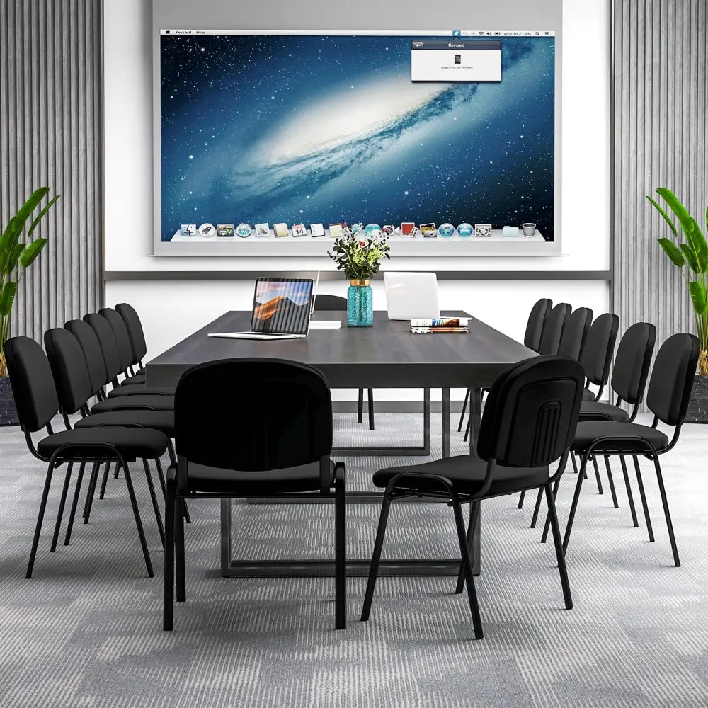 Office Chair with Metal Frame and Padded Cushions for Conference Room-Set of 5 - Black - Conference Chairs