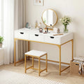 Office Desk with Power Outlets and Hidden Compartment for Study-White - White - Office Desks