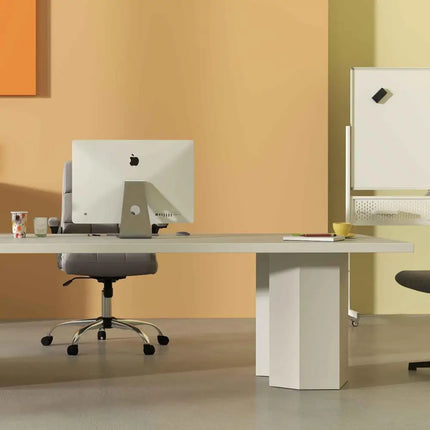 Office Furniture Set: 48 Inches x 36 Inches Mobile Whiteboard + Criss Cross Legged Chair + Linen Upholstered Executive