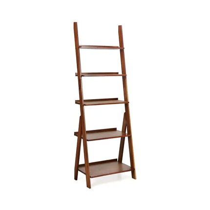 Office Set with 5-Tier Bamboo Ladder Shelf and Electric Standing Computer Desk - Home Office
