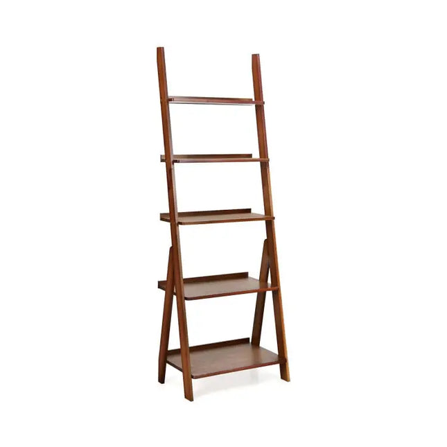 Office Set with 5-Tier Bamboo Ladder Shelf and Electric Standing Computer Desk - Home Office