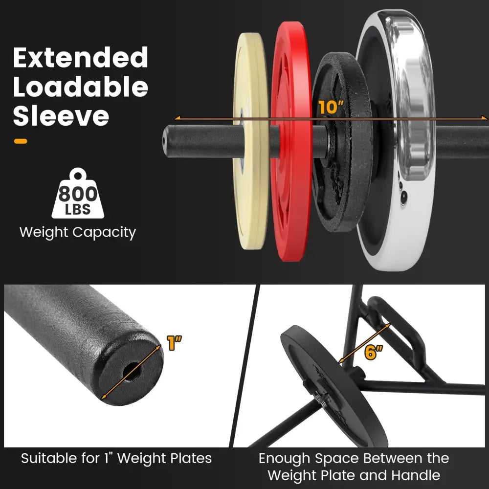 Olympic Hex Trap Bar with 2 Spring Collars and Foldable Handle-Black - Black - Weights Accessories