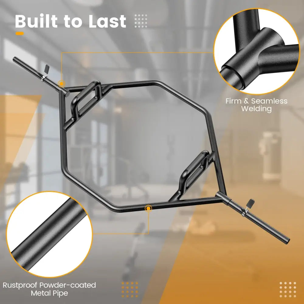 Olympic Hex Trap Bar with 2 Spring Collars and Foldable Handle-Black - Black - Weights Accessories