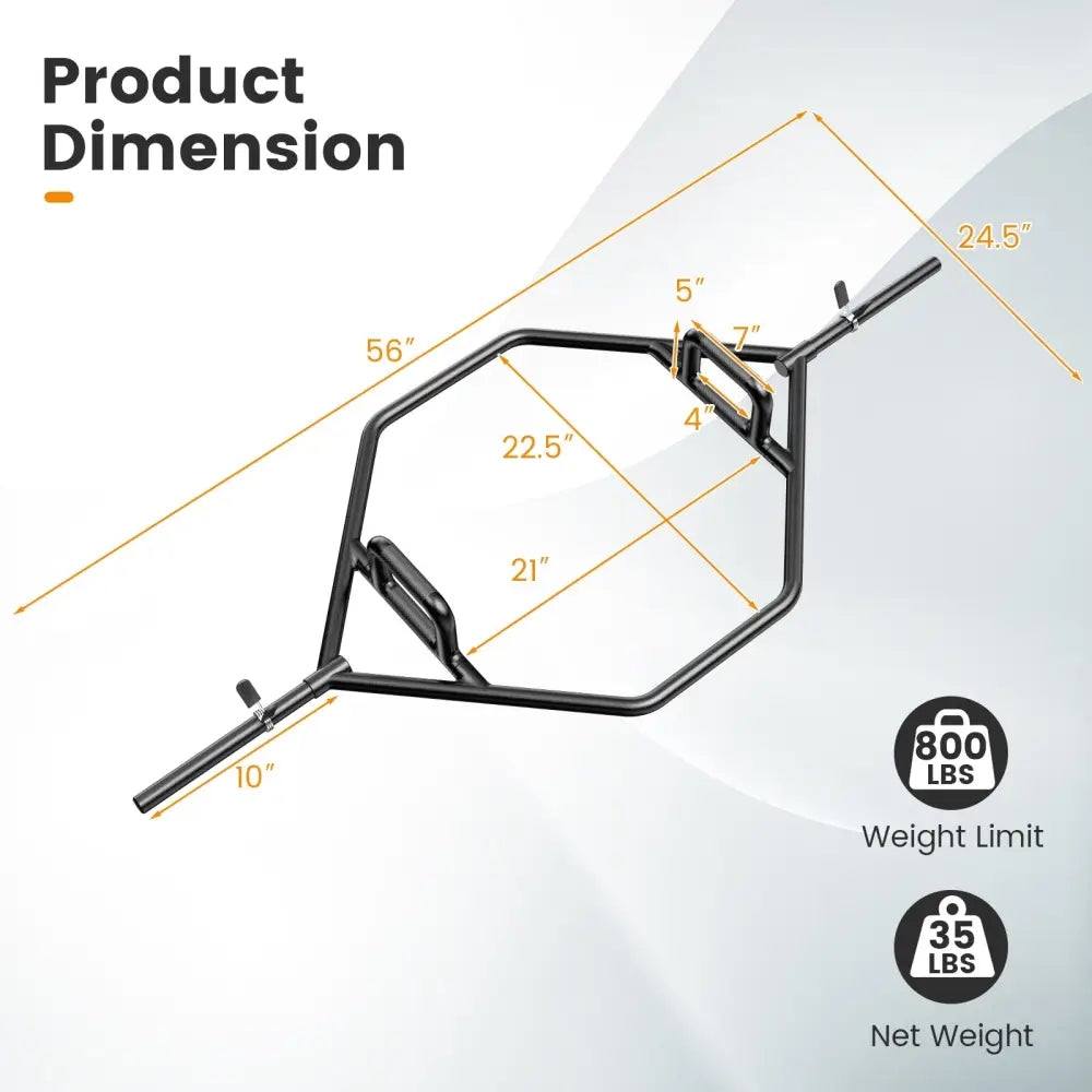 Olympic Hex Trap Bar with 2 Spring Collars and Foldable Handle-Black - Black - Weights Accessories