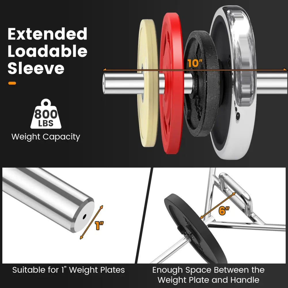 Olympic Hex Trap Bar with 2 Spring Collars and Foldable Handle-Silver - Silver - Weights Accessories