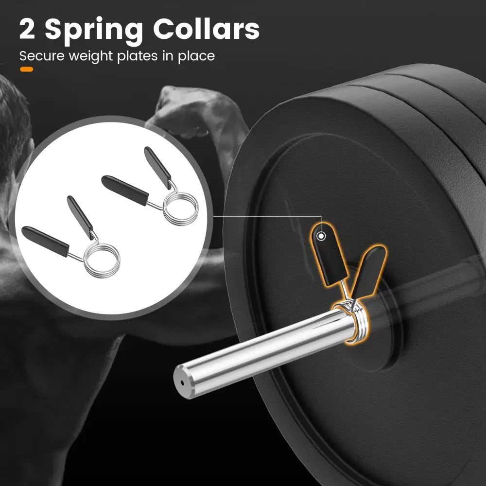 Olympic Hex Trap Bar with 2 Spring Collars and Foldable Handle-Silver - Silver - Weights Accessories