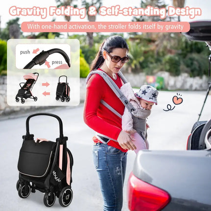 One - Hand Folding Portable Lightweight Stroller with Aluminum Frame - Oasis Home Essentials