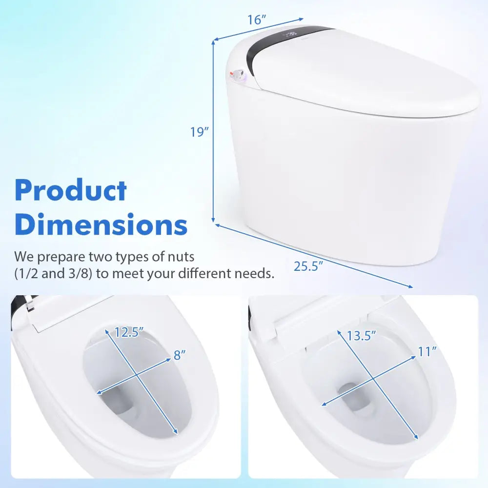 One-Piece Elongated Smart Toilet Bidet 1.28 GPF Dual-flush - Toilet