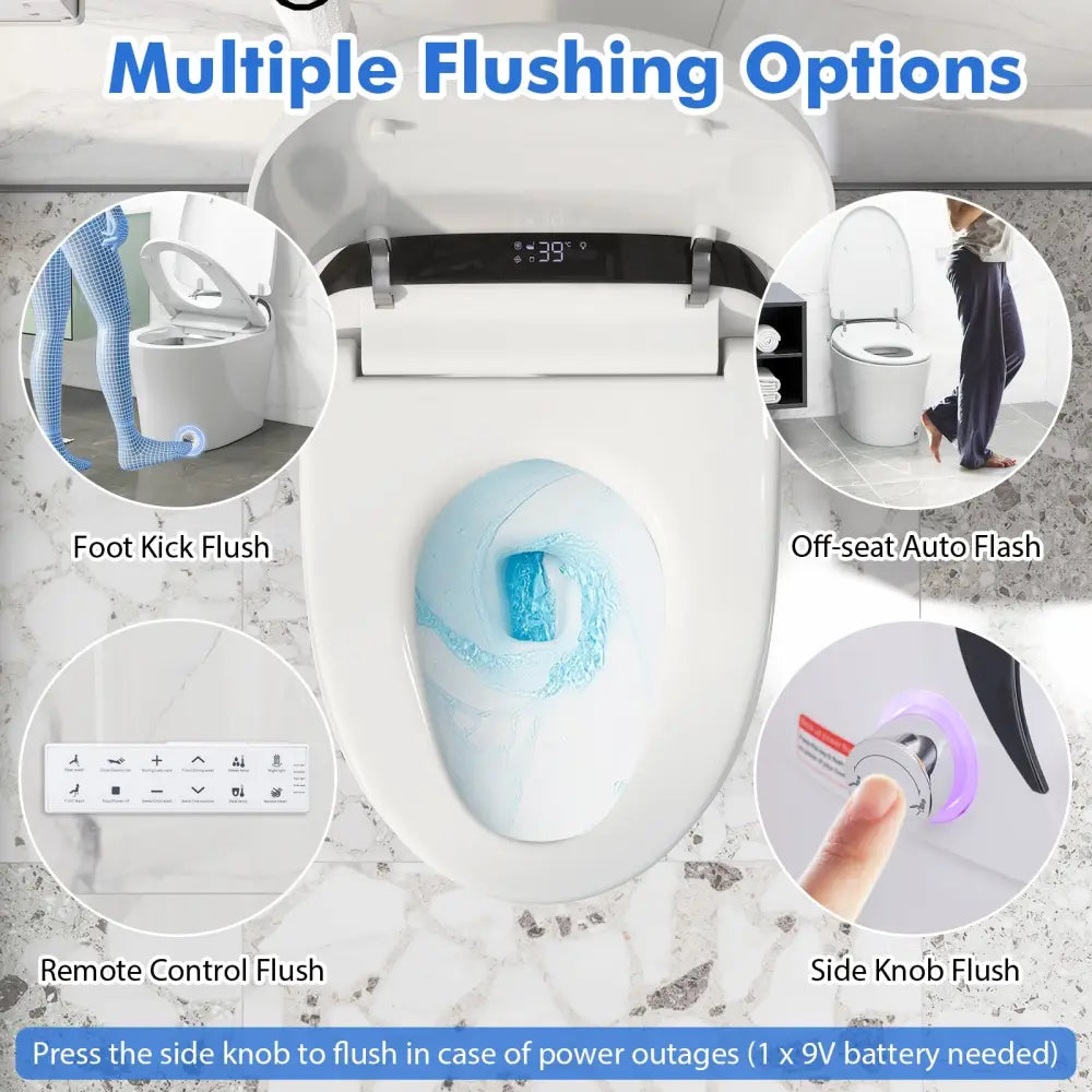 One-Piece Elongated Smart Toilet Bidet 1.28 GPF Dual-flush - Toilet