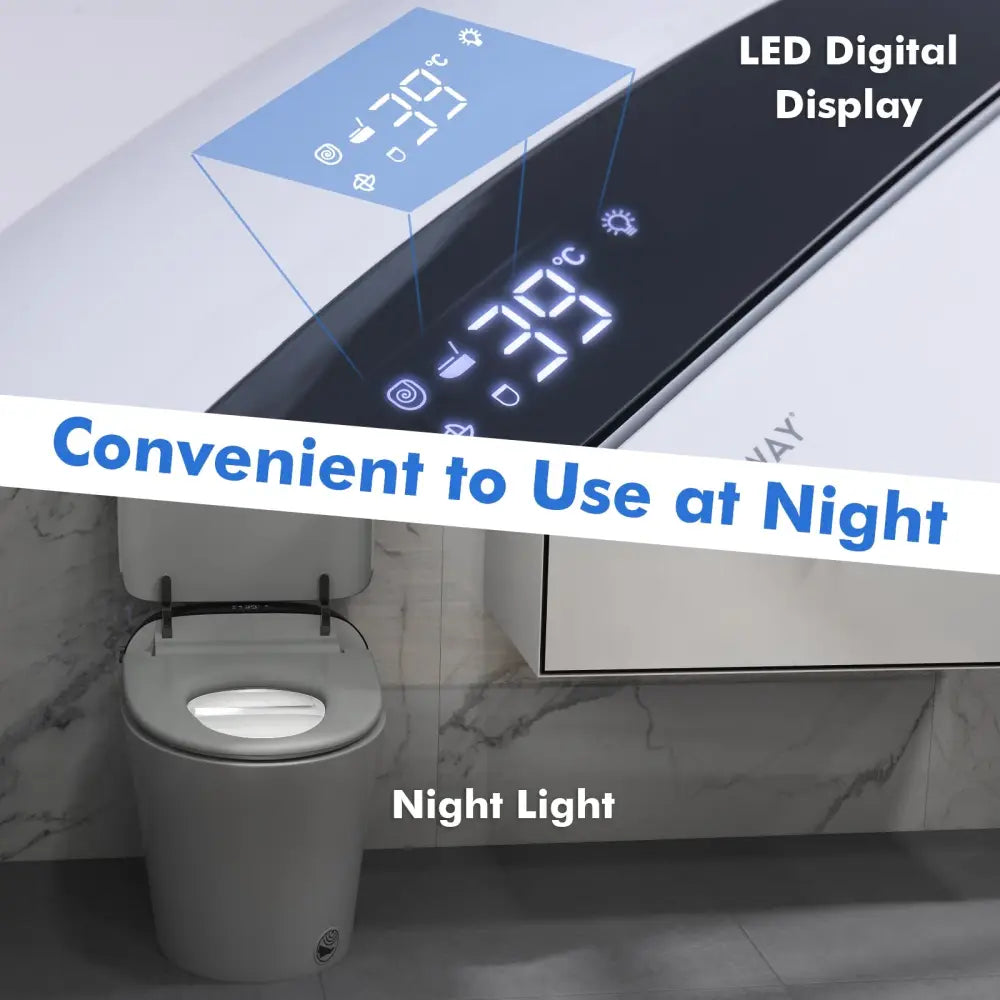 One-Piece Elongated Smart Toilet Bidet 1.28 GPF Dual-flush - Toilet