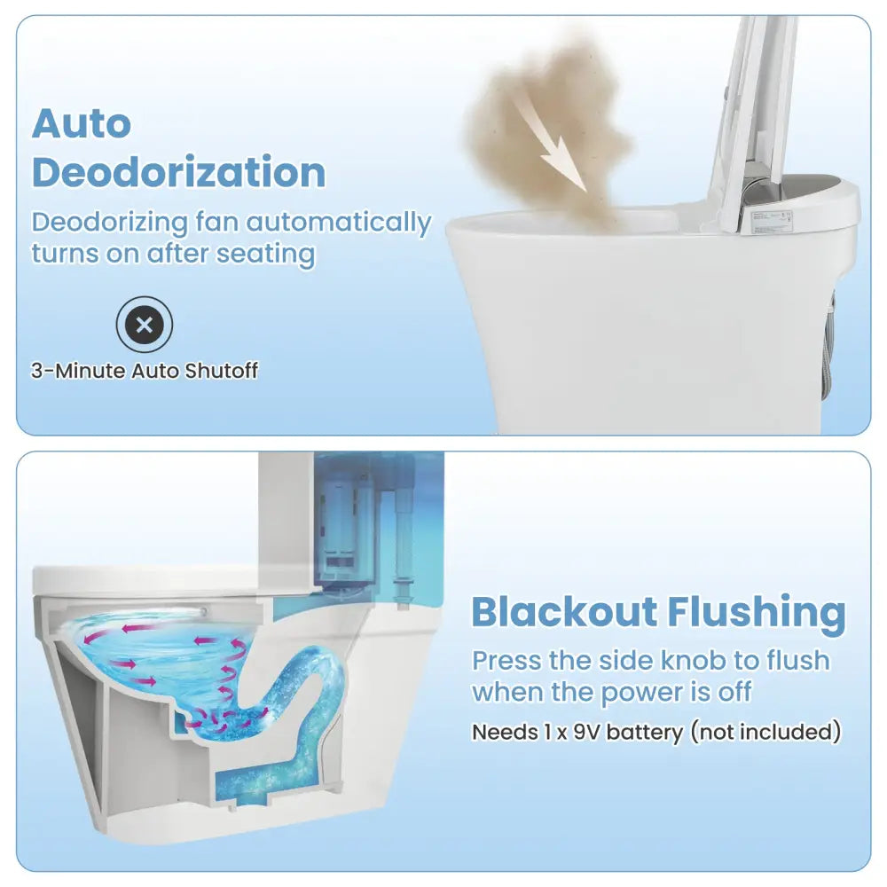 One-Piece Smart 1.16 GPF Elongated Bidet Toilet Seat with Night Light-White - White - Toilet