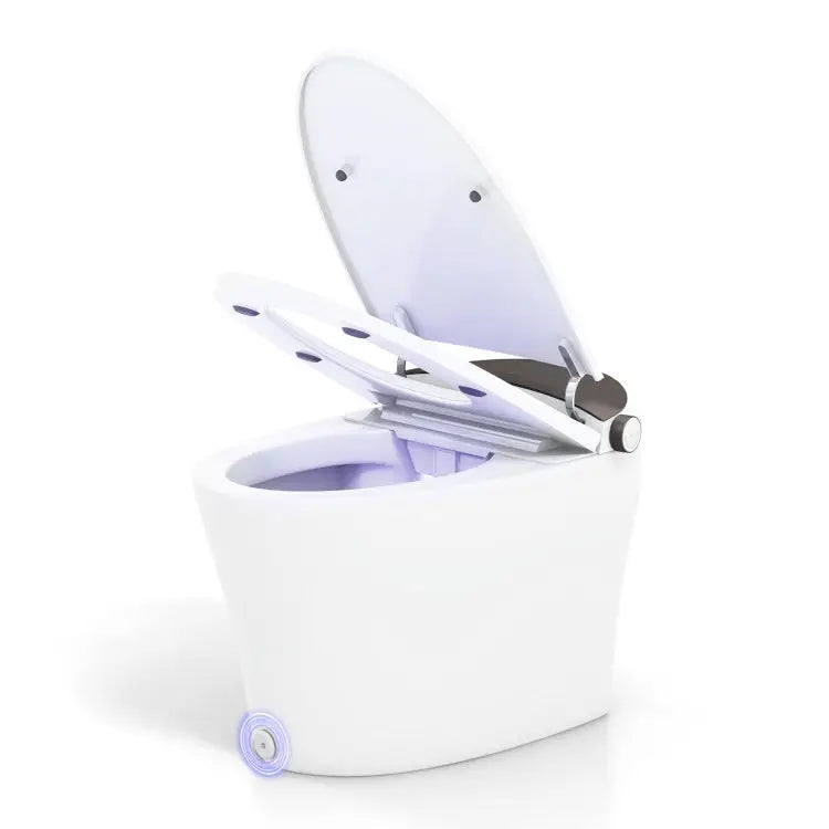 One-Piece Smart 1.16 GPF Elongated Bidet Toilet Seat with Night Light-White - White - Toilet