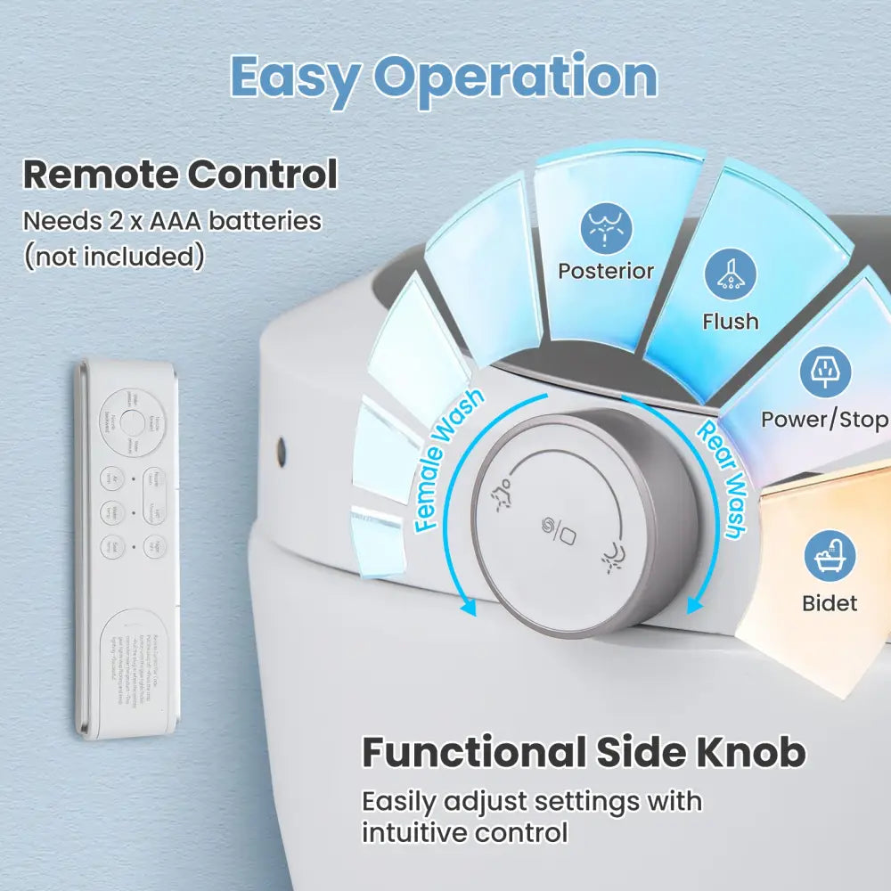 One-Piece Smart 1.16 GPF Elongated Bidet Toilet Seat with Night Light-White - White - Toilet
